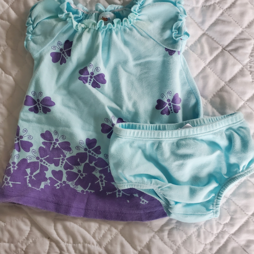 Circo Butterfly Dress and Diaper Cover Set - Light Blue and Purple